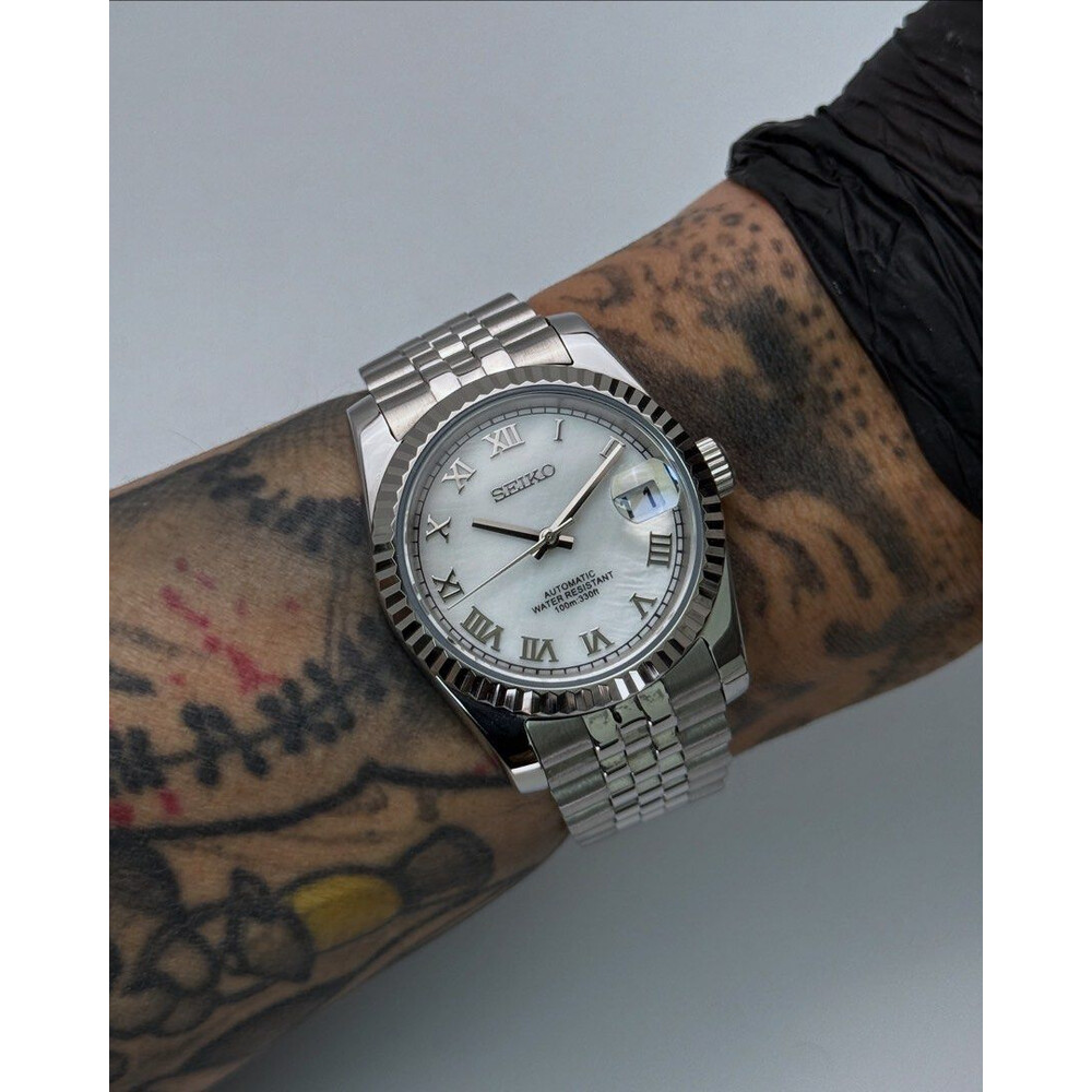 Custom Seiko Mod • White Pearl Roman DateJust • 36mm